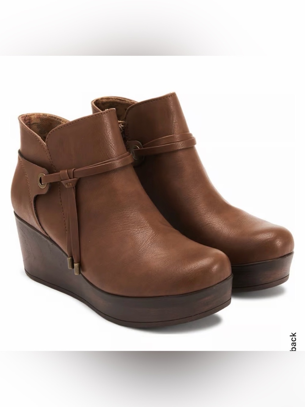 b.o.c. Tan Brown Platform Wedge Ankle Booties